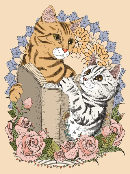 Adorable coloriage chats — Image vectorielle