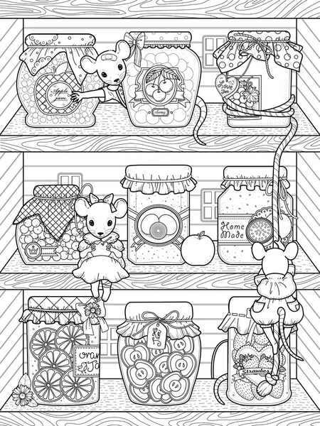 Adorable souris coloriage — Image vectorielle