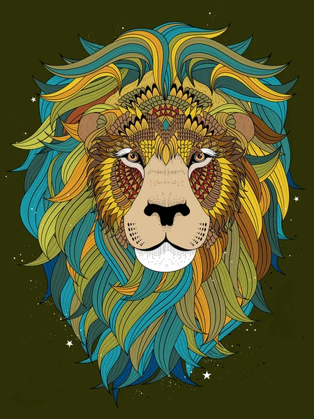 Λιοντάρι κεφάλι χρωματισμός σελίδα — Διανυσματικό Αρχείο