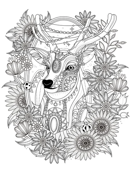 Gorgeous deer coloring page — Stock Vector