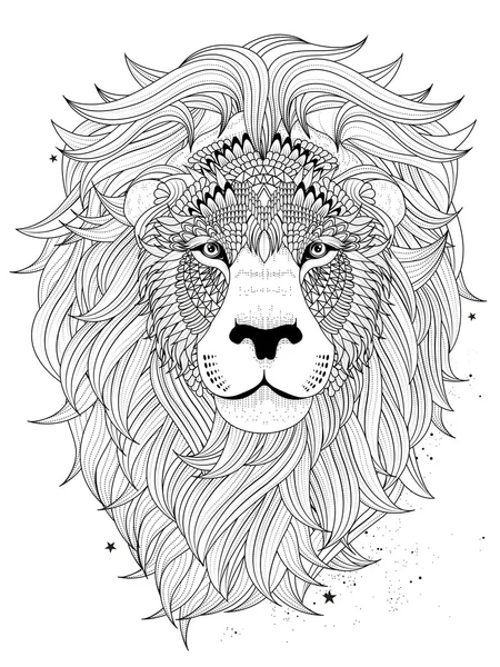 Lion head coloring page — Stock Vector