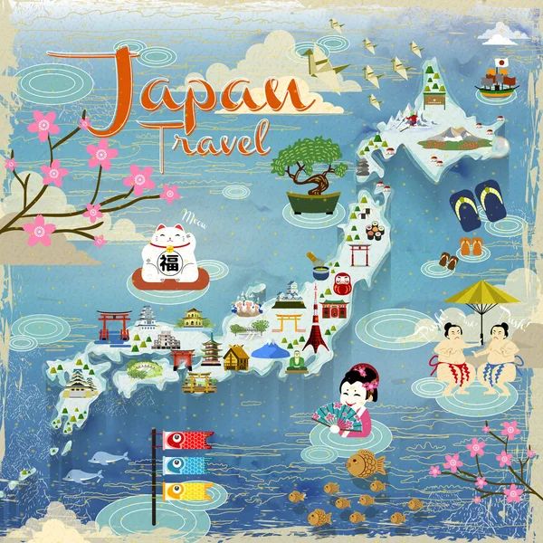 Japan Reisekarte — Stockvektor