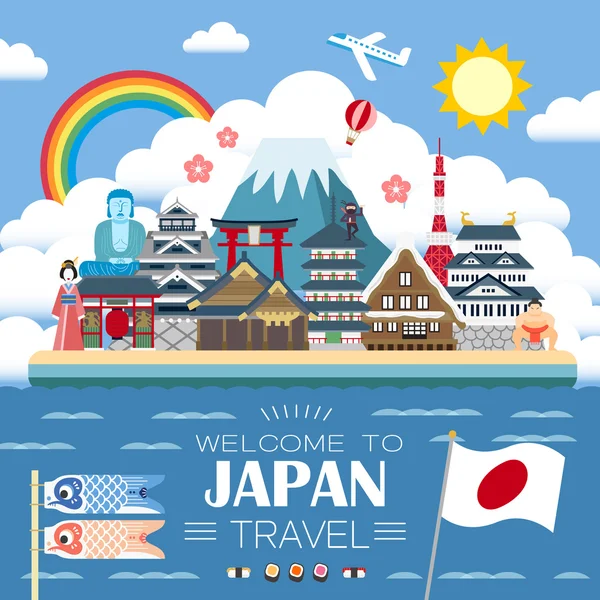 Japón cartel de viaje — Vector de stock