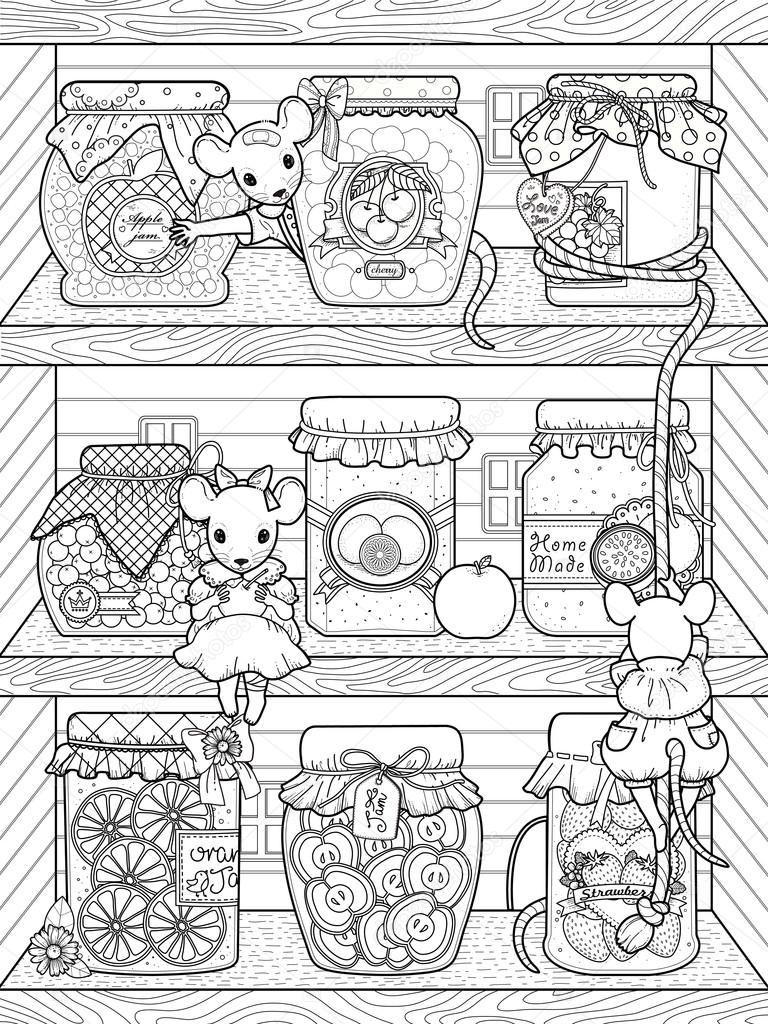 adorable mice coloring page 