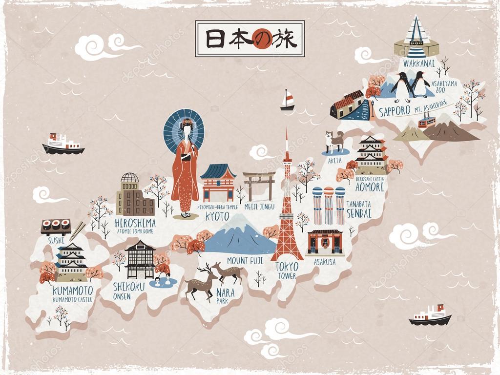 Japan travel map design 