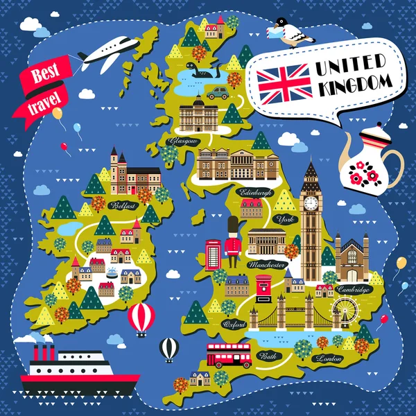 英国旅游地图 — 图库矢量图片