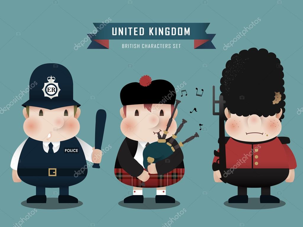Image vectorielle Belle collection de personnages britanniques par