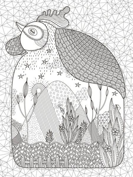 Gallo adulto para colorear página — Archivo Imágenes Vectoriales