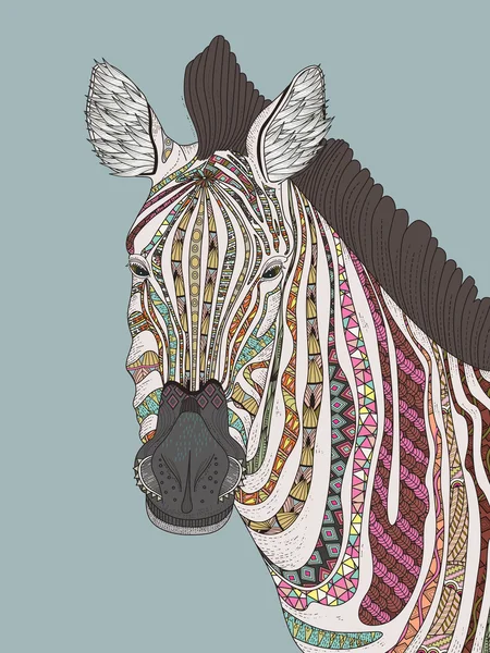 Zebra adult coloring page — Stock Vector