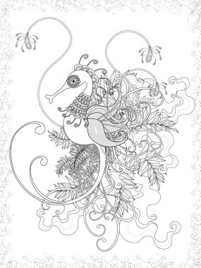 Hipokampus ile yetişkin renklendirme sayfa