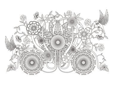 çiçek arabası yetişkin renklendirme sayfa