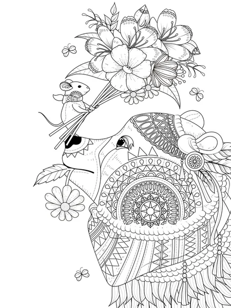 Bear adult coloring page — Stock Vector