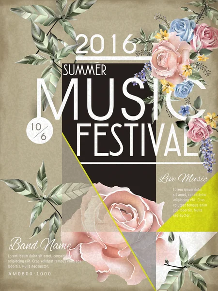 Muziek festival posterontwerp — Stockvector
