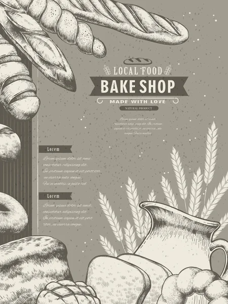 Elle çizilmiş Kek Dükkanı poster — Stok Vektör