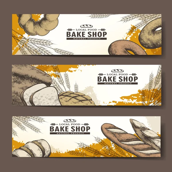 Von Hand gezeichnete Backen Shop Banner — Stockvektor