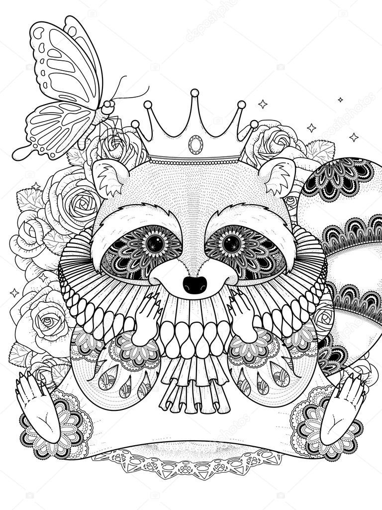 Download Adorable raccoon coloring page — Stock Vector © kchungtw ...