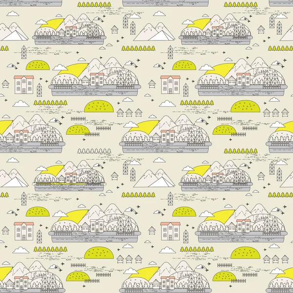 Seamless pattern of old town