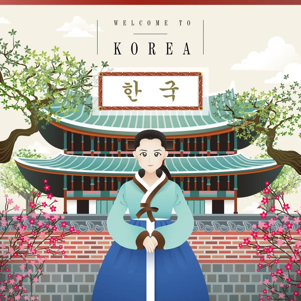 韓国のビンテージ ポスター — ストックベクタ