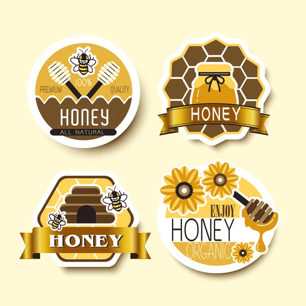 Honig-Etikettenset — Stockvektor