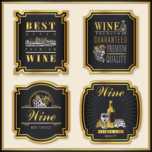 Golden winery labels — Stock Vector