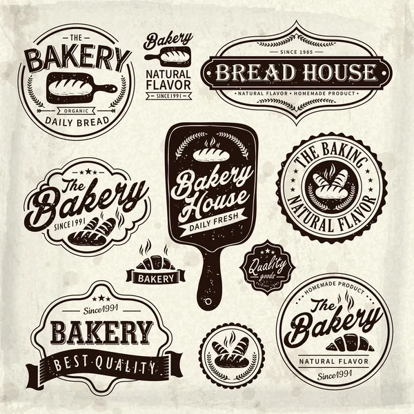 Набор дизайнерских этикеток пекарни — стоковый вектор