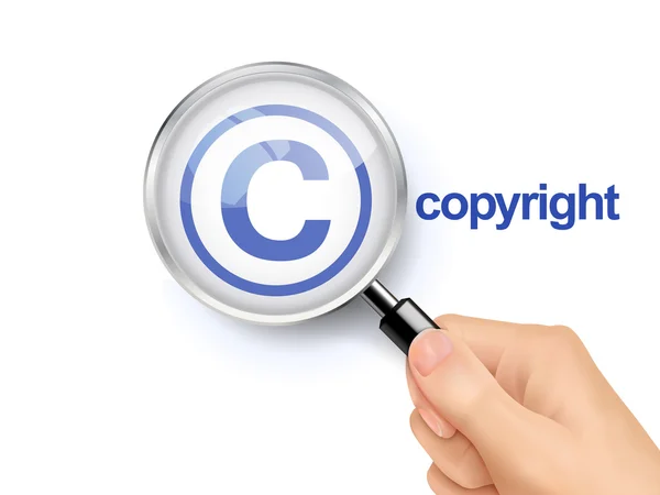 Magnify glass of copy right — Stock Vector