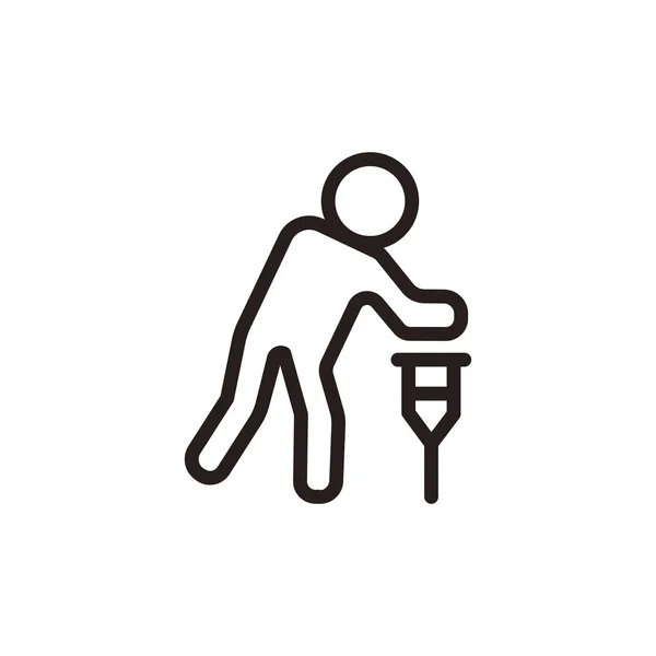 Man with cane icon — Stock Vector