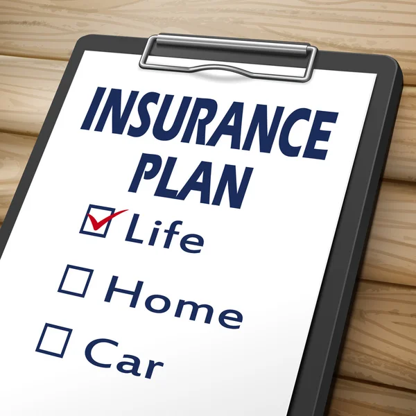 Insurance plan clipboard — Stock Vector