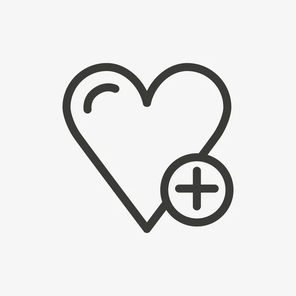 Corazón más icono — Vector de stock