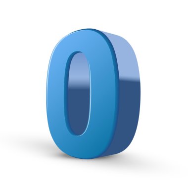 3D parlak mavi numarası 0