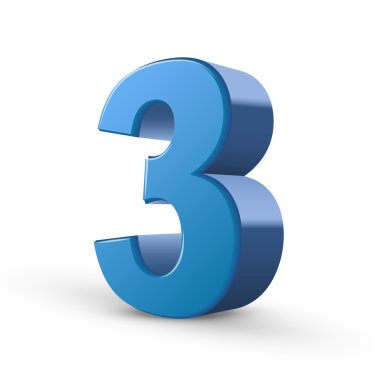 3d shiny blue number 3  clipart