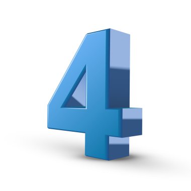 3D parlak mavi sayı 4 