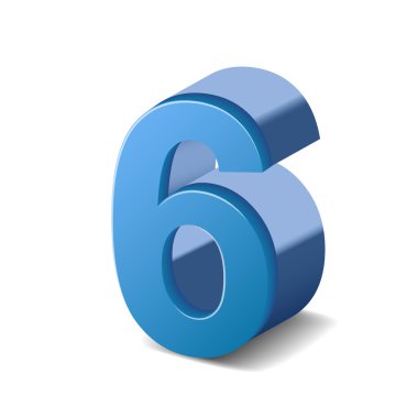 3D parlak mavi numarası 6