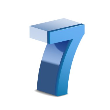 3D parlak mavi numarası 7