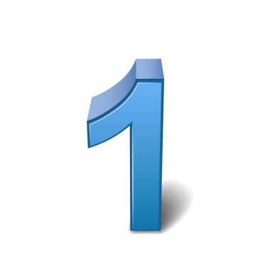 3D parlak mavi numarası 1
