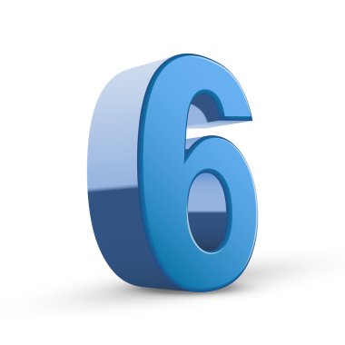 3D parlak mavi numarası 6