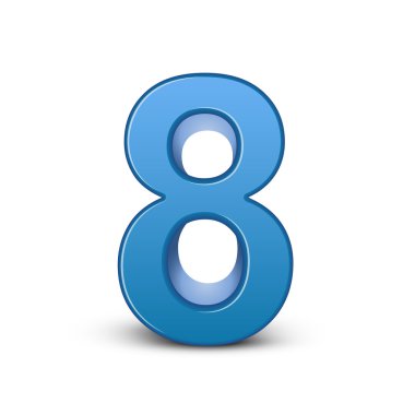 3D parlak mavi sayı 8