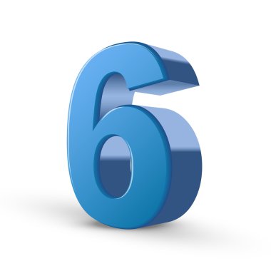 3D parlak mavi numarası 6