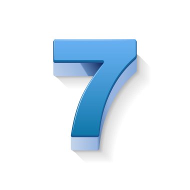 3D parlak mavi numarası 7