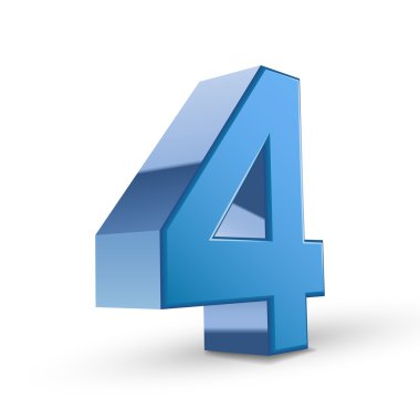 3D parlak mavi sayı 4 