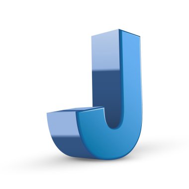 3D mavi harf J 