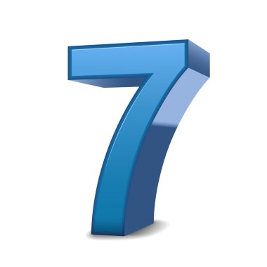 3d shiny blue number 7 clipart