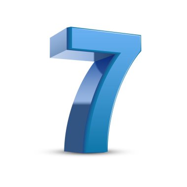 3D parlak mavi numarası 7