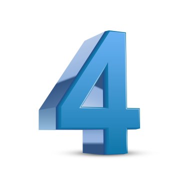 3D parlak mavi sayı 4 