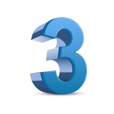 3D parlak mavi numarası 3 