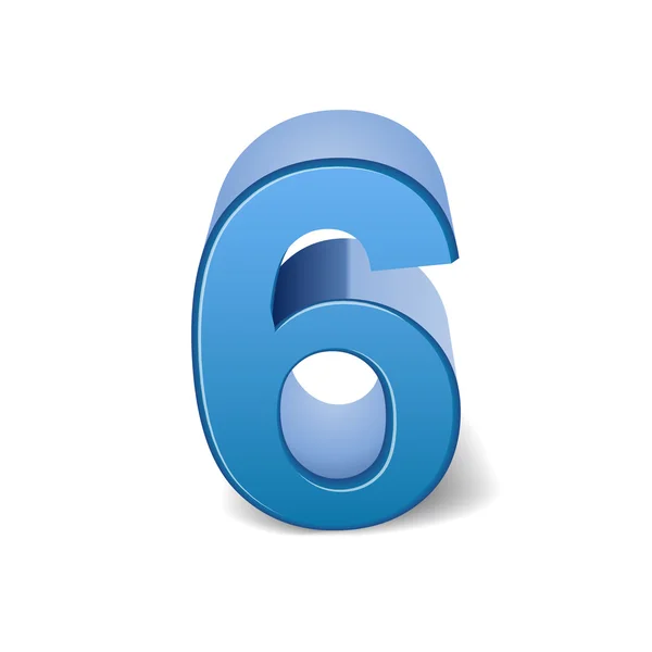 3d blu lucido numero 6 — Vettoriale Stock