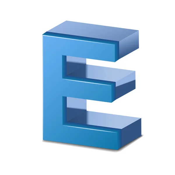3D mavi mektup E — Stok Vektör