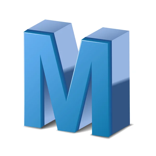 3d lettera blu M — Vettoriale Stock