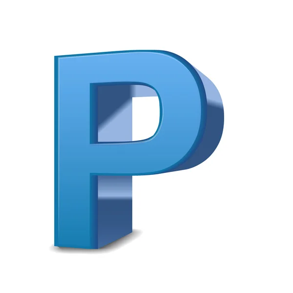 3d lettera blu P — Vettoriale Stock