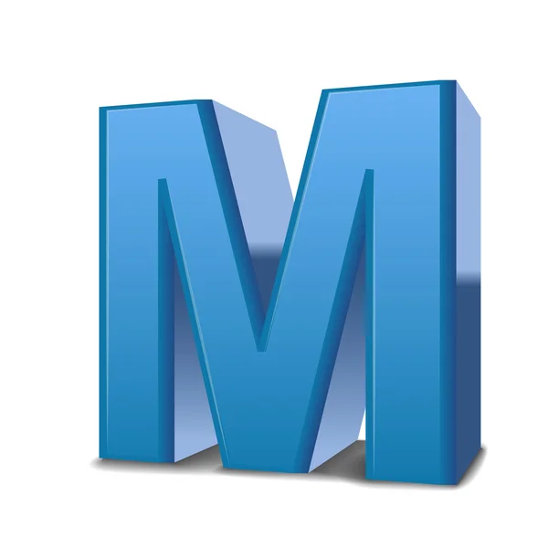 3D mavi mektup M — Stok Vektör